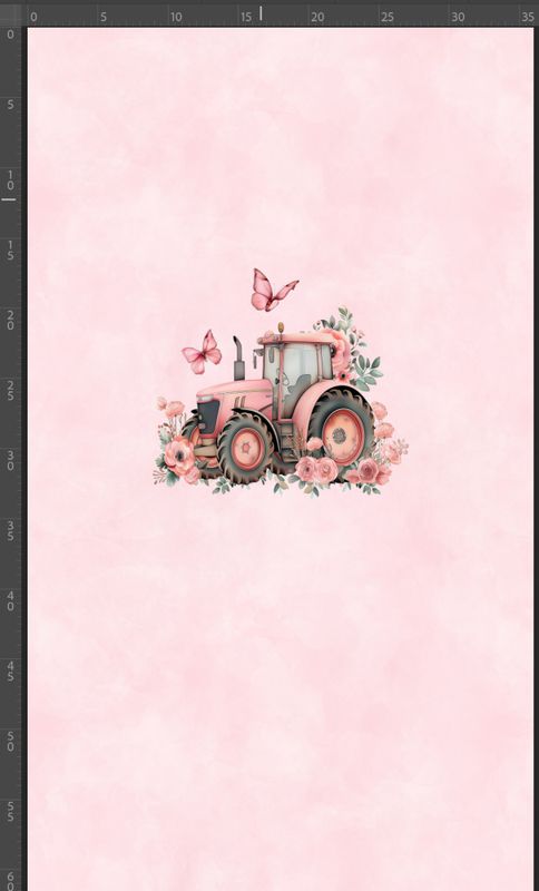 Ribbjersey panel Traktor i Blomster