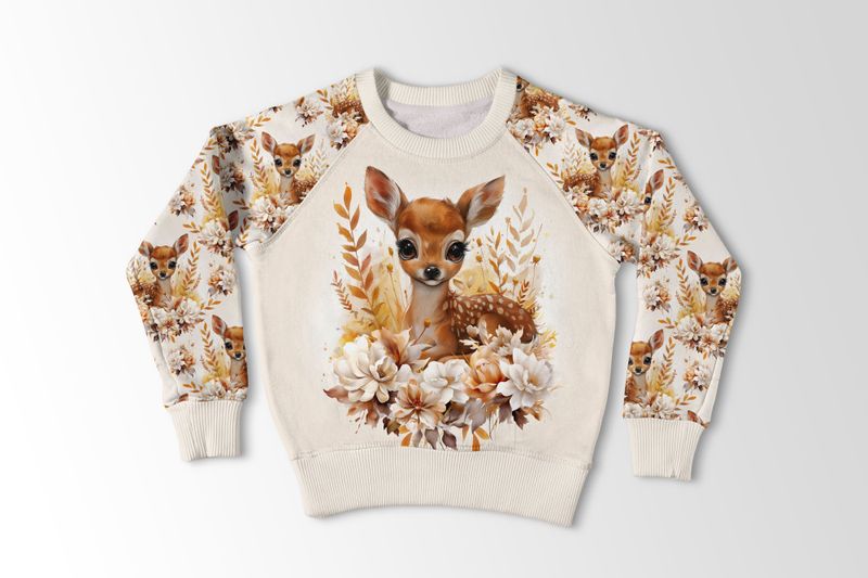 Jersey panel Bambi med Blomster, str.M, L